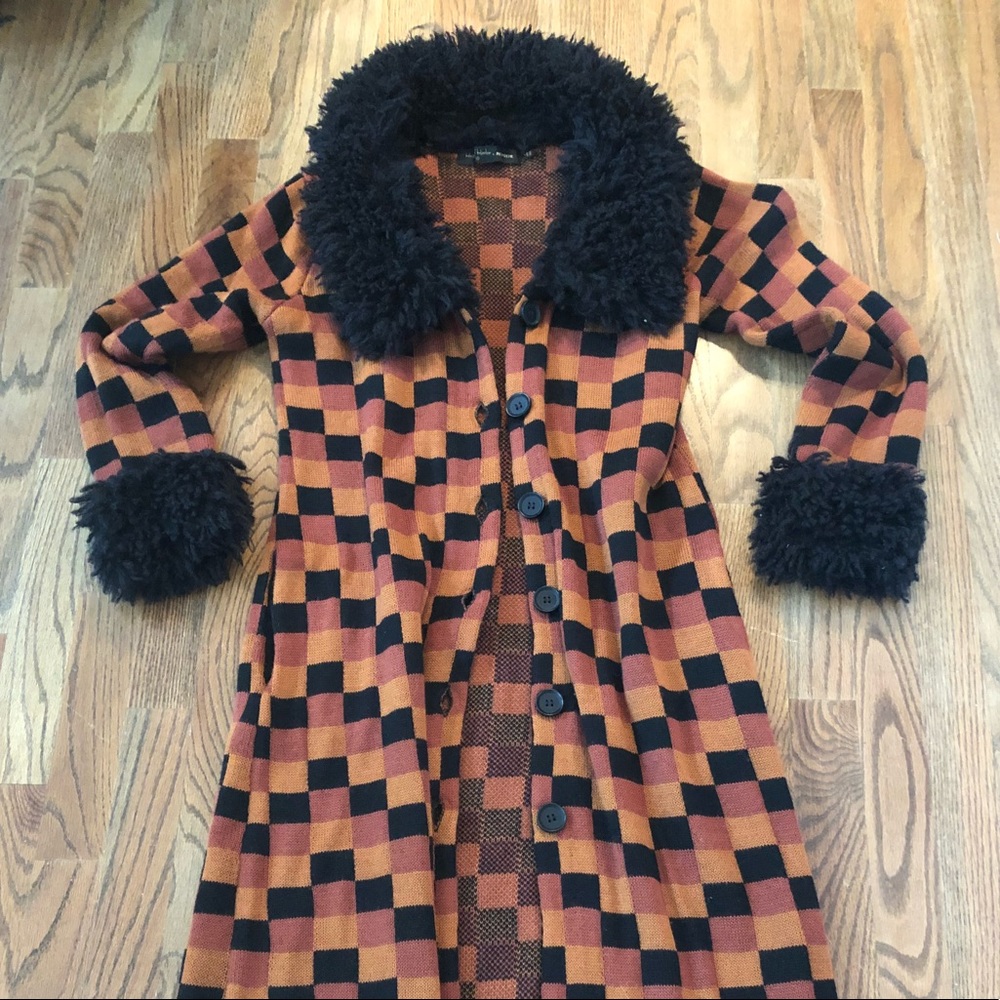 HOUSE OF HARLOW Long Sweater Orange Black Jacket